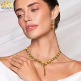 Elegant Rounded Design Gold Plated Indian African Jewelry Set | Necklace, Earrings & Ring