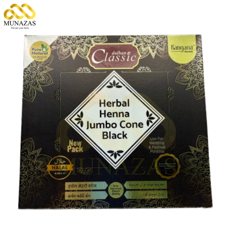 Black Herbal Hena jumbo Pack of 12 cone