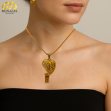 Elegent Pure Gold Indian African Jewelry Set -Necklace Braclet & Earrings