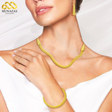 Elegant Pure Brass Coated Indian African Jewelry Set – Necklace Braslet & Earrings