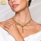 Elegant Rounded Design Gold Plated Indian African Jewelry Set | Necklace, Earrings & Ring