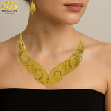 Elegent Pure Gold Indian African Jewelry Set -Necklace Braclet & Earrings
