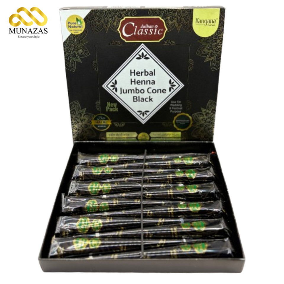 Black Herbal Hena jumbo Pack of 12 cone