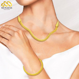 Elegant Pure Brass Coated Indian African Jewelry Set – Necklace Braslet & Earrings